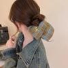Korean Style Extra Large Intestine Scrunchie & High-End Square Scarf for Women, New 2024 Influencer Bun Hair Tie
