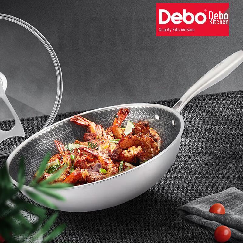Debo DEP-729 Mario Honeycomb Stainless Steel Wok, 32cm