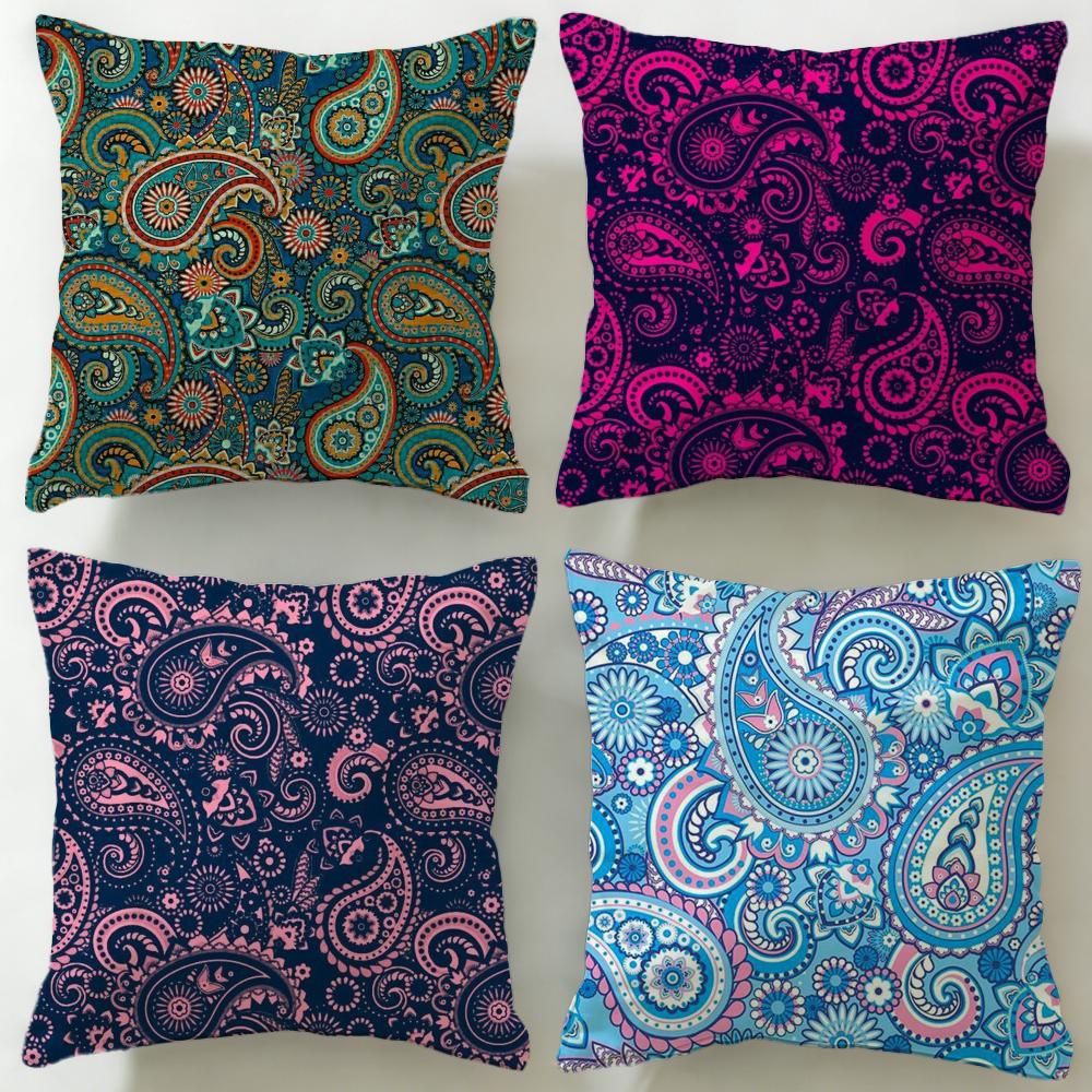 Trendy Ppaisleyed Cushion Cover Soft EasyWash Pillow Case Versatile for Couch Bed Travel and Office
