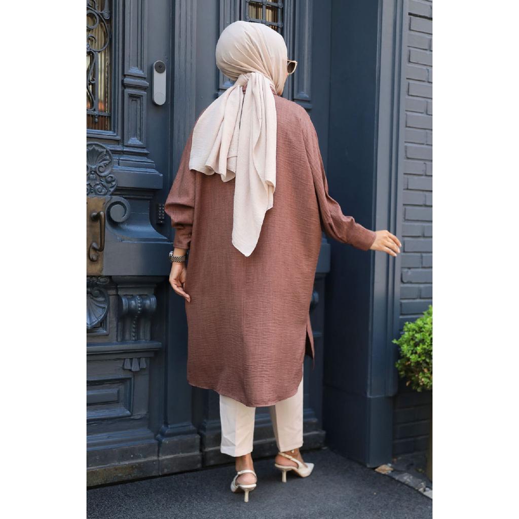 Buttoned Brown Hijab Tunic 663kh