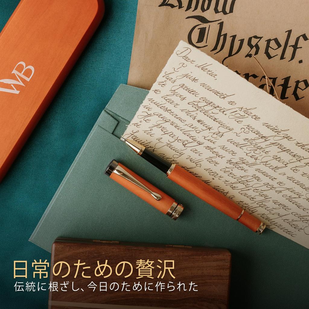 Wordsworth and Black Rollerball Pen Beautiful Luxury Pen with Bamboo Cherry Wood Gold Best Rollerball Gift Set Pen for Men and Refillable Point Office