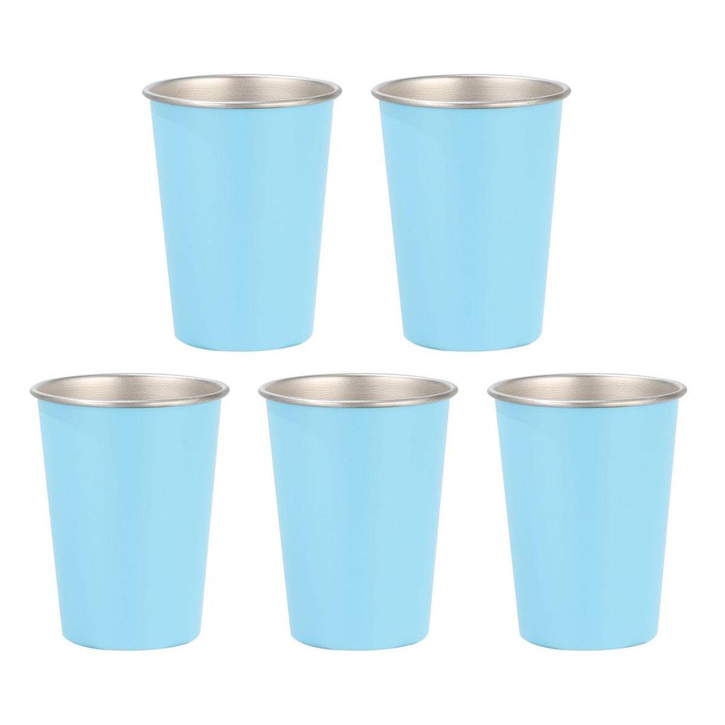 Stainless Steel Cups 350ml (5 Pack) Children Adult Stainless Steel Coffee Cups Stackable Durable Metal Drinking Glasses for Home Party Camping Outdoor