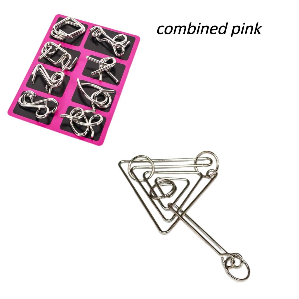8Pcs/Set Metal Montessori Puzzle Wire IQ Mind Brain Teaser Puzzles Adults Interactive Game Reliever Educational Toys