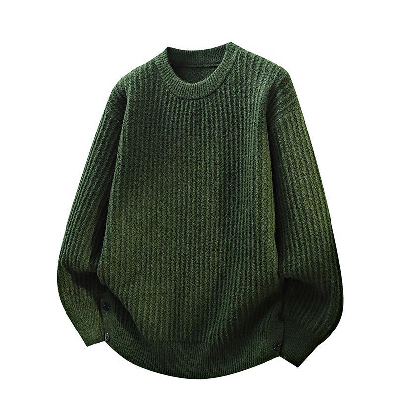

Men s Stylish Button-Up Round Neck Knit Sweater - Lazy Chic Inner Layer for Autumn/Winter XXXL зелений