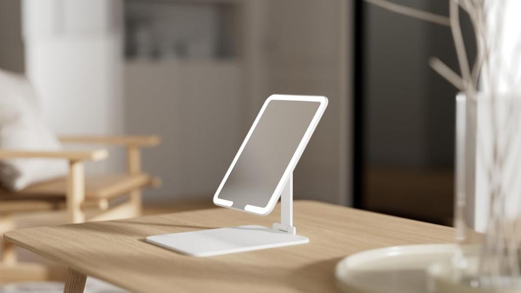 PRIDEMII Lightweight Folding LED Stands Up or Folds Lithium Easy Touch Travel Stepless Brightness Makeup Tabletop Mirror Mirror, Up, 2-Way Use,