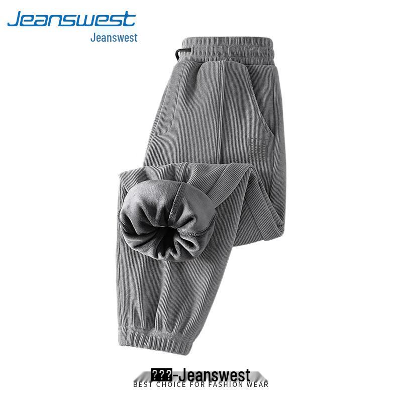 Jeanswest Men's Autumn/Winter Fleece-Lined Straight-Leg Casual Pants