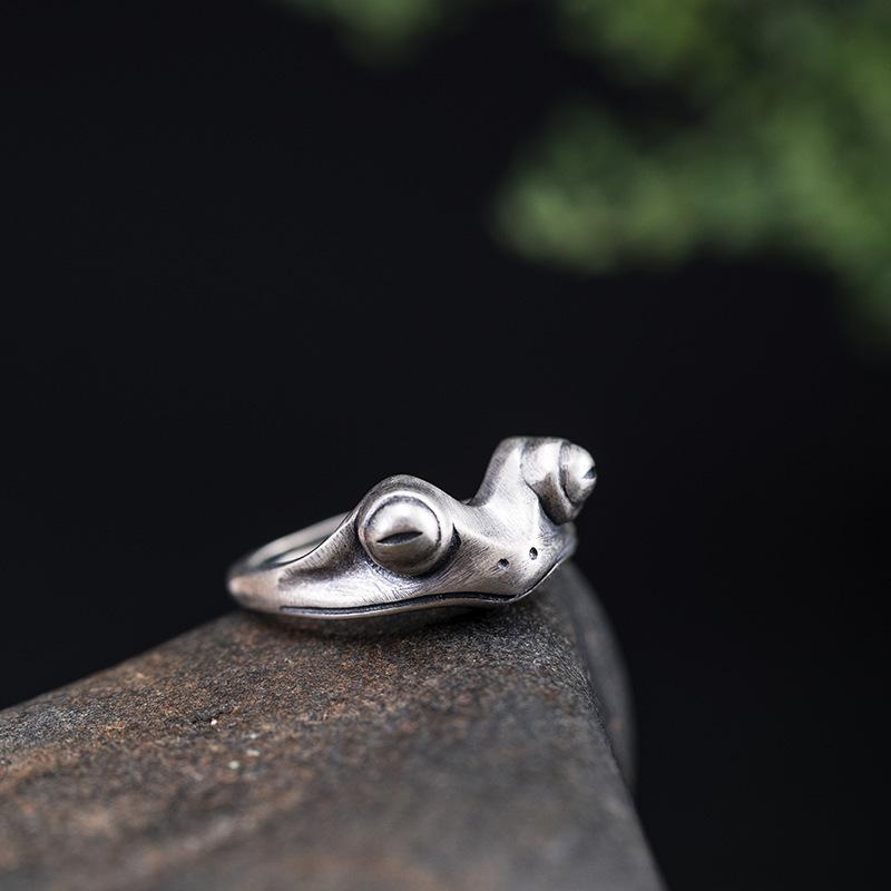 Retro Silver Plated Frog Animal Knuckle Rings for Women Charm Gothic Punk Frog Opening Finger Rings Fashion Jewelry Gift