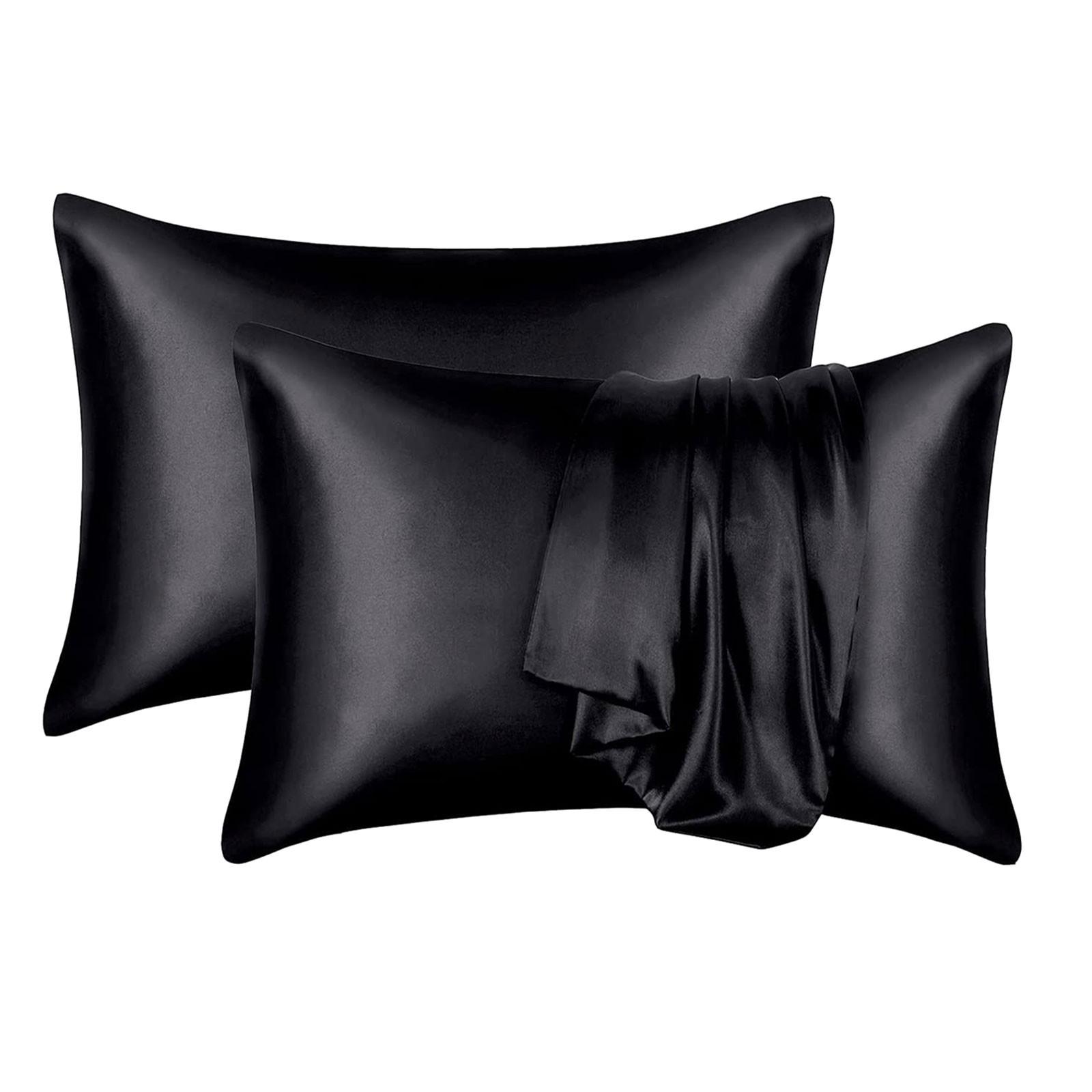 

Набор из 2 атласных наволочек - шелковистые наволочки для волос и кожи, наволочки с застежкой-конвертом, похожие на шелковые наволочки B чёрный