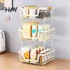 Stabiler Schreibtisch-Organizer 2/3-stöckiges Arbeitsplatten-Regal, Robuster Obstkorb-Ständer, Platzsparender Karbonstahl-Ständer für Küche, Speisekammer
