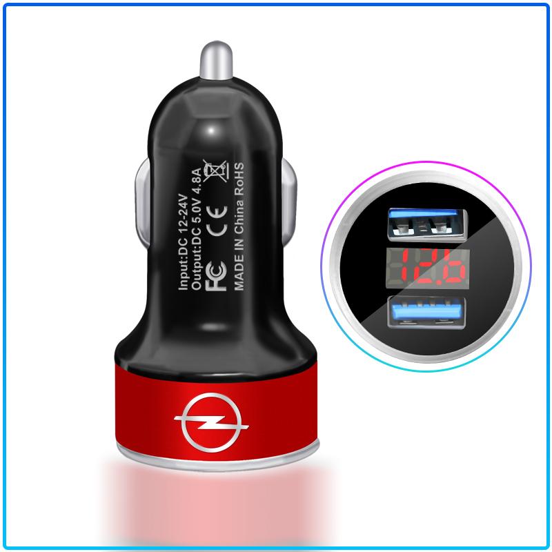 Car Charger 2 USB Ports Fast Charging Digital Display Car Accessories For Opel Astra H G Corsa Insignia Astra Antara Meriva Zafira Interior