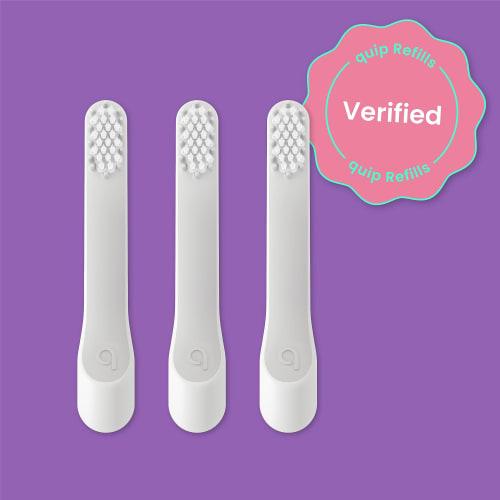 Quip Sonic Toothbrush Replacement Heads for Kids - 3-Pack - Tested Quip Small Brush Head Refills for Electric Toothbrushes - Soft Bristles, Compact an