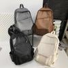 Men's Large Capacity PU Backpack Student Schoolbag Sports Computer Bag