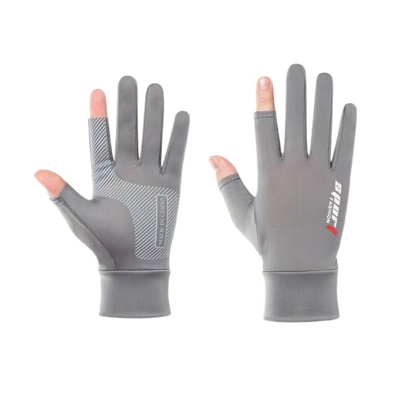 Men's Summer Ice Silk Non-slip Sun Gloves for Driving, Cycling, Takeaway & Fishing - 2.5 Finger Exposed & Full Finger Options