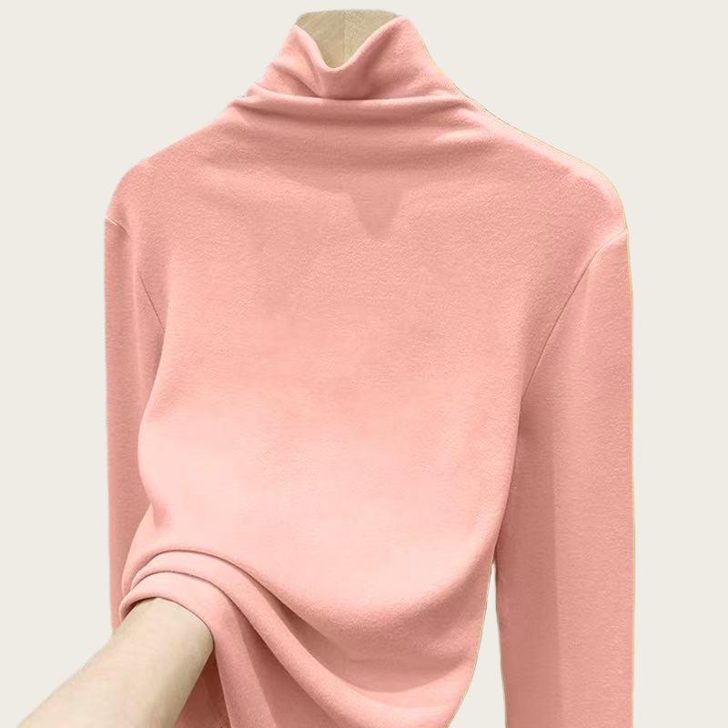 Plüsch-Langarm-Basisshirt für Mädchen mit hohem Kragen - Herbst/Winter 2025 Edition