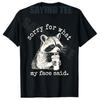 Raccoon Sorry For What My Face Said Funny Raccoon Drinking Coffee Tshirt Y2k Cute Animal Print Saying Tee Womens Fashion Gifts