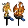 Solar Courtyard Decoration Garden Light, Dragon Savage Statue, Wild Man Sculpture, Landscape Lighting Resin Outdoor Night Light Decor for Patio
