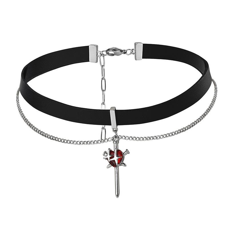 Scarlet Night Fashion Temperament Pu Leather Dark Goth Style Choker Necklace Female Tide