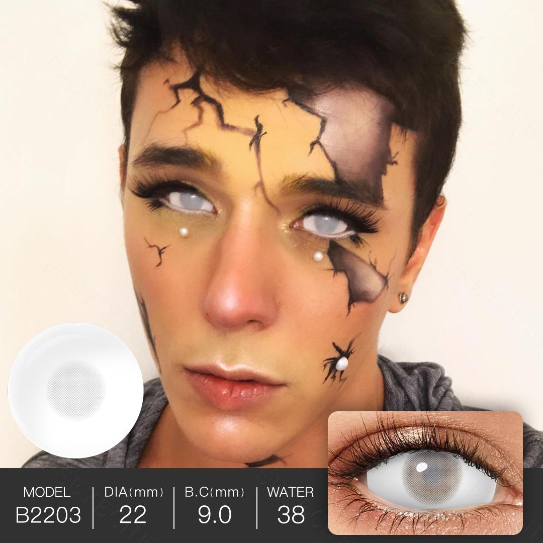 

22 мм линзы для склеры, полностью черные, 1 пара контактных линз для Хэллоуина, линзы для косплея, белые линзы, красная сетка, аксессуары для линз Crazy Lens Full Eye 22MM белый глиттер