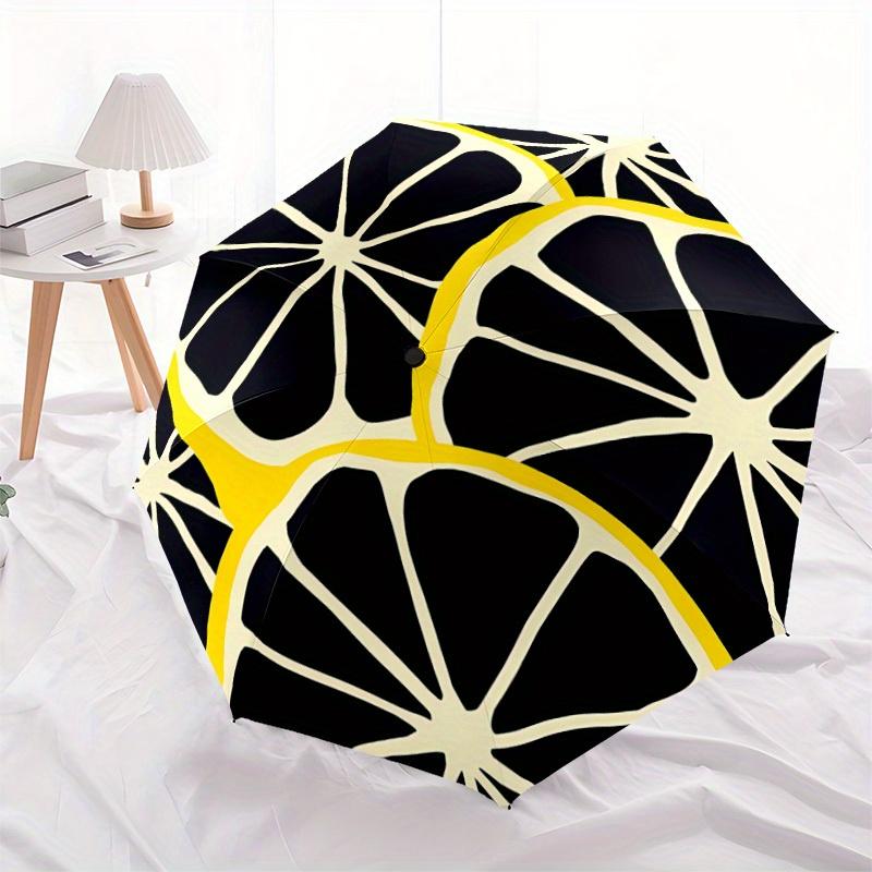 1pc Lemon Pattern Automatic Open/Close Umbrella with One Touch Button, Compact Folding Canopy, Sturdy 8 Rib Windproof Design   Lightweight  12
