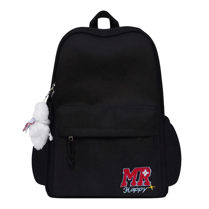 Student Schoolbag Large Capacity Lettter Embroidered Backpack чёрный