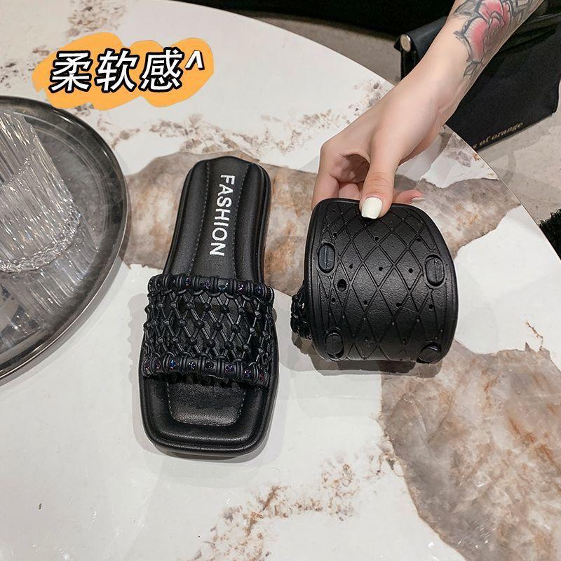 Versatile outer wear one-word slippers one-pedal sandals female fashion fairy wind flat-bottomed cool slippers 2025 summer new