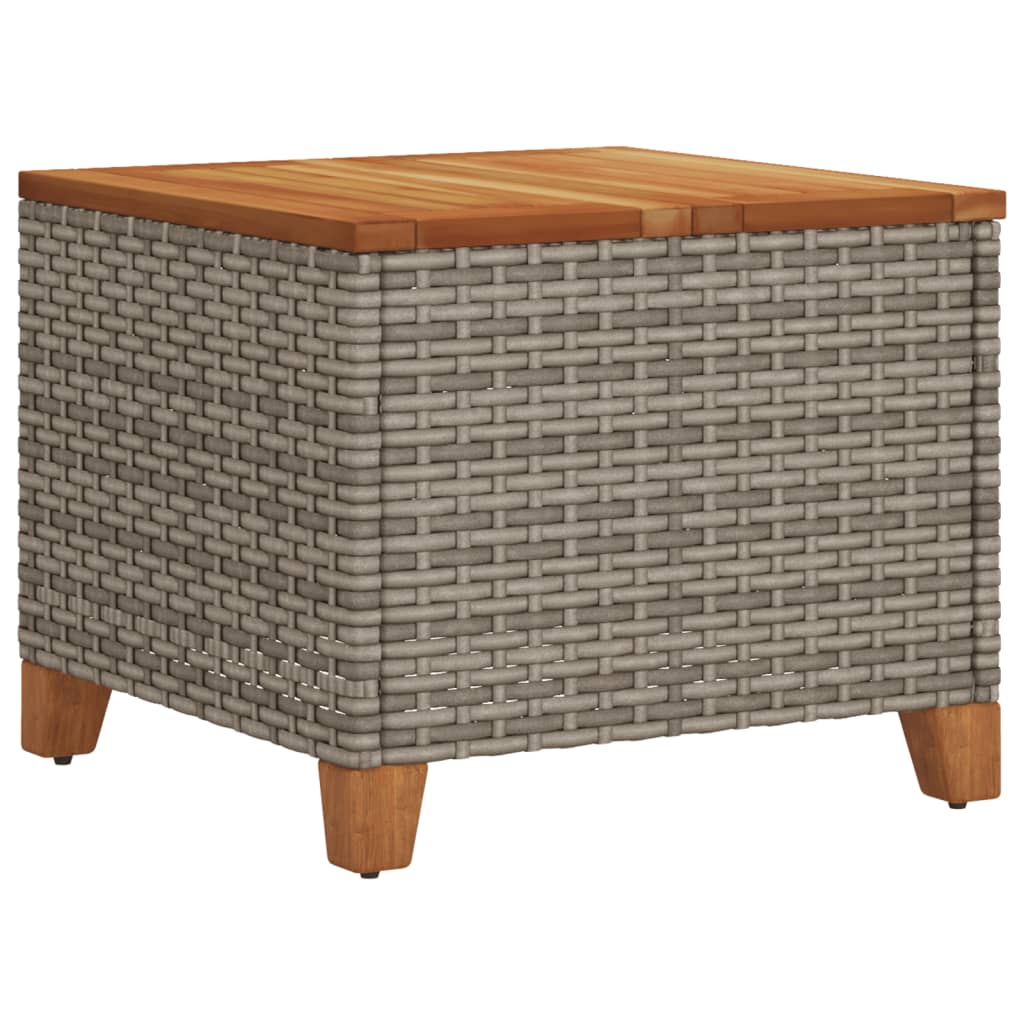 Garden Table Gray 45x45x37 Cm Poly Rattan Acacia Wood