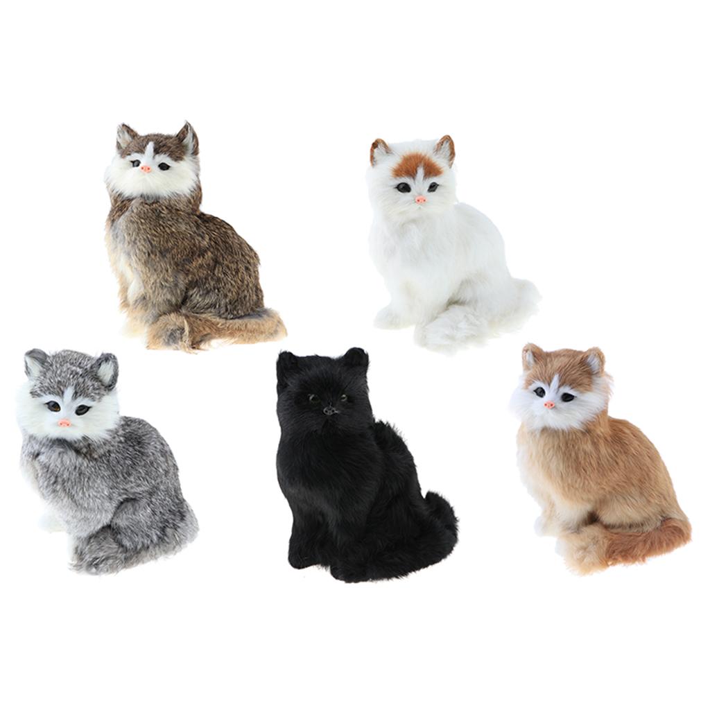 Realistic Animal Statue Faux Fur Cat Plush Model Cute Simulation Animal Toy for Home Decoration and Teaching Tool