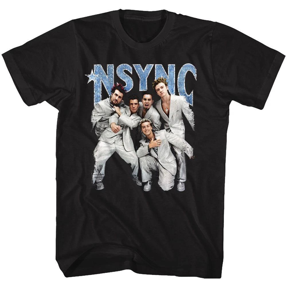 NSYNC Silver Suit Black Pop Music Boy Band Shirt 140