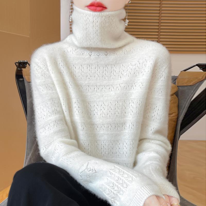 Dame Cashmere Sweater Qinghe Cashmere 30% Cashmere 70% Uld Efterår og Vinter Pullover Varm og Moderigtig