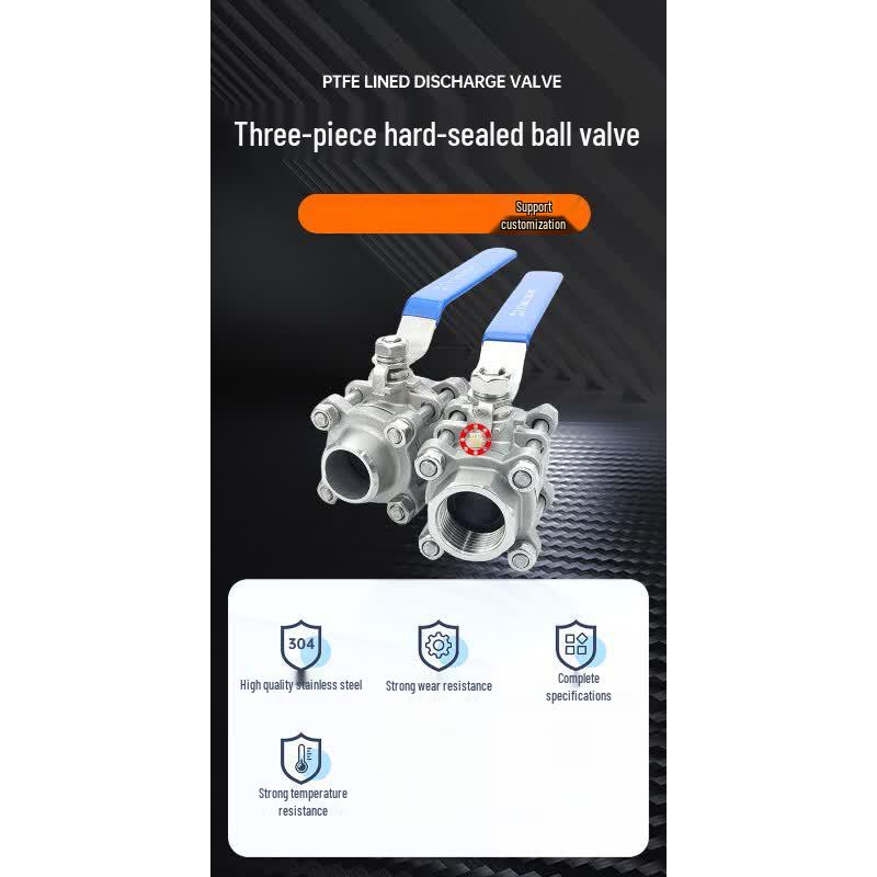 Wuteng High Temperature Stainless Steel Three-Piece Ball Valve