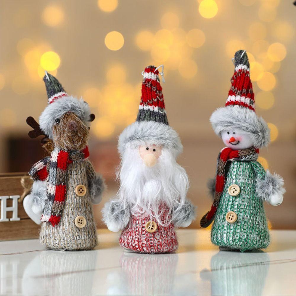 2pcs Colorful Christmas Tree Hanging Pendant Unique Santa Claus Figurine Christmas Plush Dolls Prop