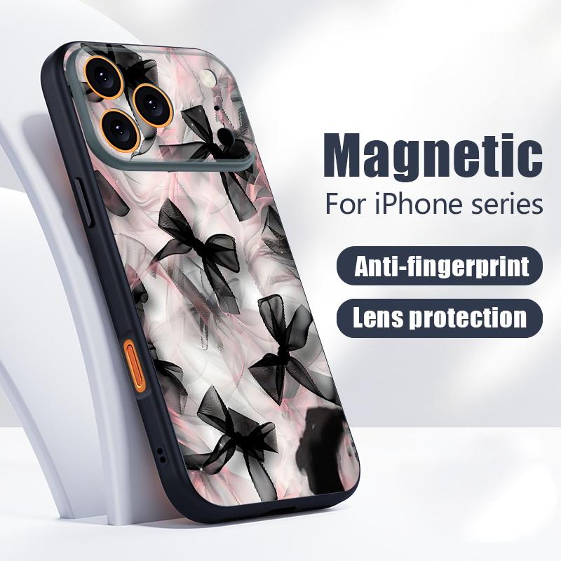 Colorful Bowknots Pattern Case For iPhone 17 Pro Max iPhone 16 15 14 13 Pro Max Magnetic For Magsafe Hybrid TPU+PC Matte Cover