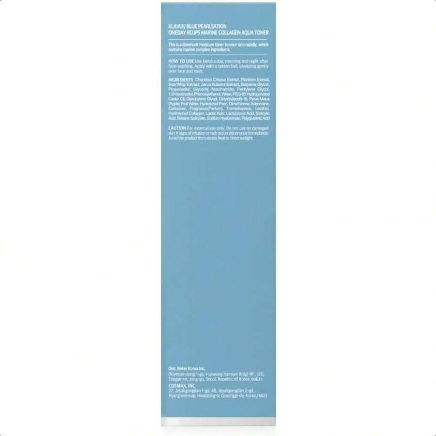 KLAVUU Blue PEARLSATION ONE Day 8 Cups Marine Collagen Aqua Toner 140ml - Deeply Hydrating & Soothing For Skin Radiance