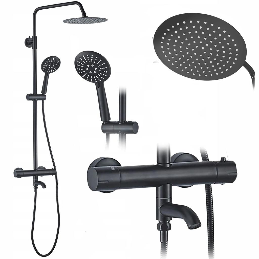 Zestaw natryskowo-wannowy lungo czarny termostat sku rea-p4113