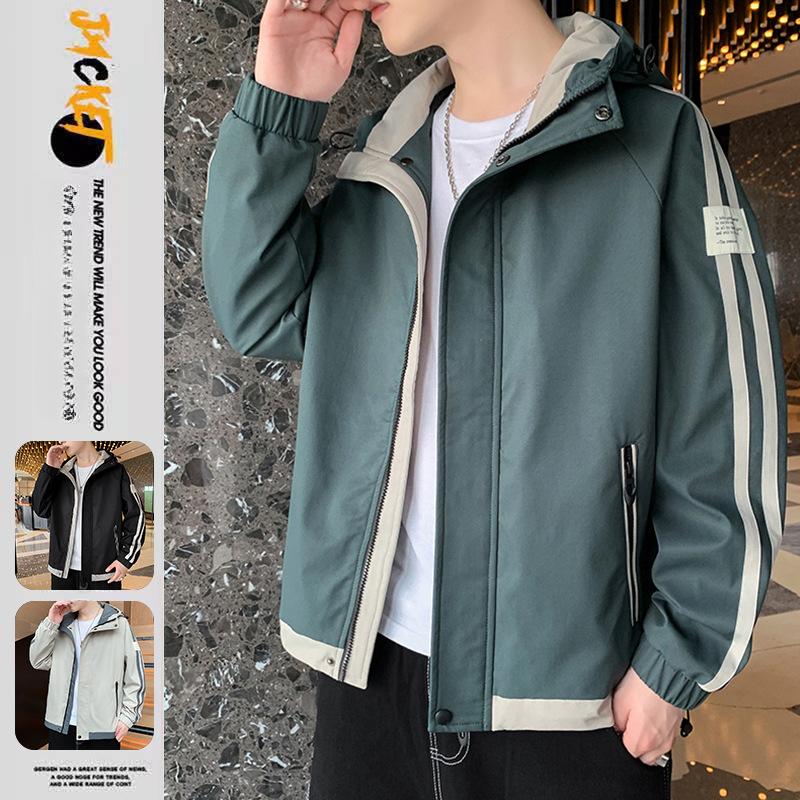 New Men's Jacket Spring and Autumn Korean Style Trendy Handsome Versatile Casual Men's Top Hooded Jacket