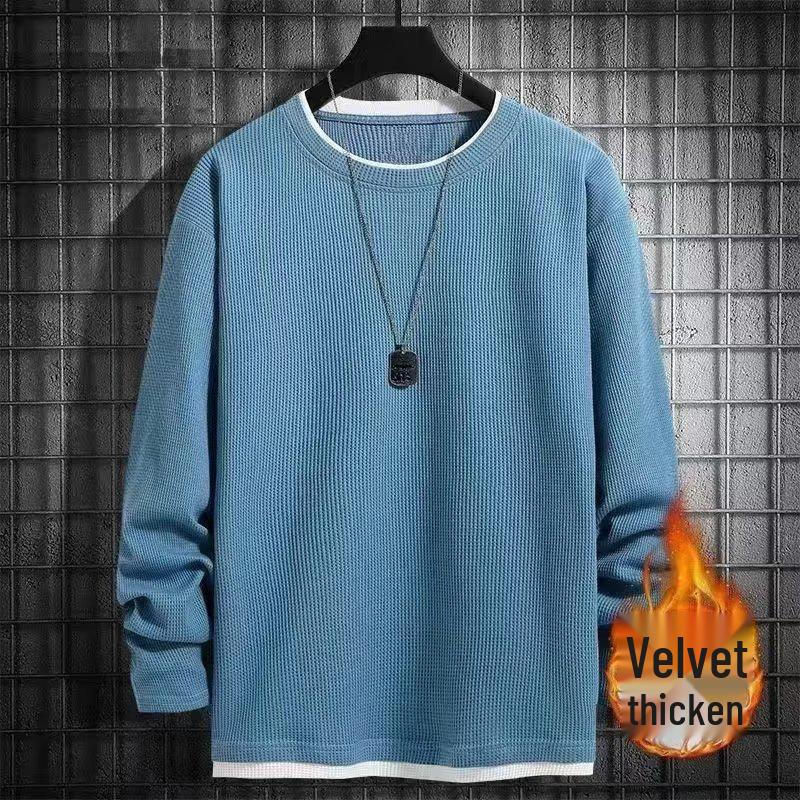 Мужской осенне-зимний толстый плюшевый свитшот с длинными рукавами, имитирующий двойку M