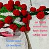 Handmade Rose and Lily Crochet Flower Blanket - Acrylic Yarn