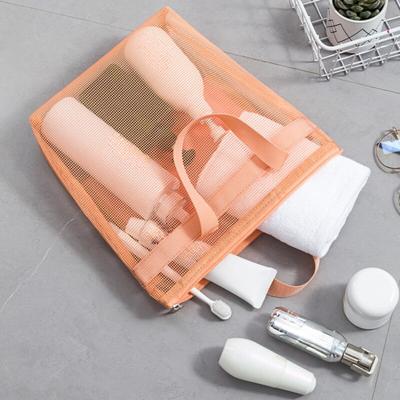 Large Capacity Transparent Mesh Cosmetic Bag for Swimming, Beach and Travel Portable Toiletries Organizer Makeup Bag Handbag