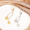 Titanium Steel Four-Leaf Clover Tassel Necklace - Women's Luxury Clavicle Chain, Fade-Resistant