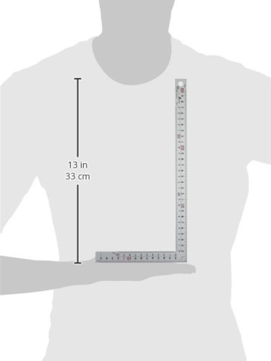 Shinwa Sokutei Curved Ruler, Thick and Wide, for Construction and Ironwork, Scale on Front and Back, 8 Levels in cm, Silver, 30cm 10451