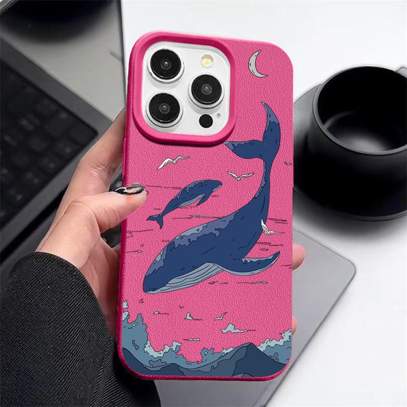 

Мягкий чехол-накладка с принтом кита, противоударный, тонкий, из матового ТПУ для iPhone 16 16E 15 Pro 14 Pro Max 13 12 11 iPhone 11 горячий розовый