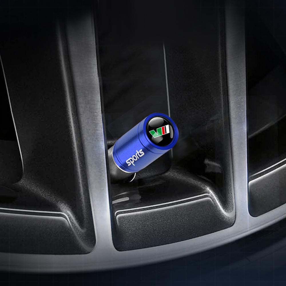 AAFM1 Car Stying 4PCS Sports Emblem Metal Wheel Tire Valve Stem Cap For Skoda VRS Fabia Rapid Superb Octavia A5 Kodiaq Scala S VRS VII