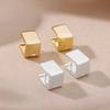 Fashion Commuter Gold Personality Versatile Earrings Gold Geometric Cube Atmospheric Ear Buckles