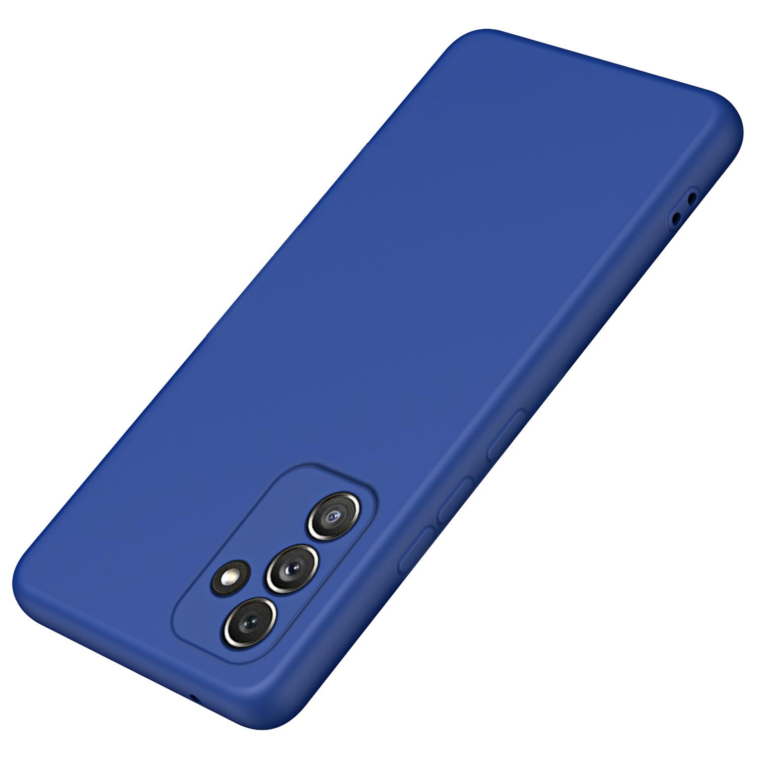 

For Samsung Galaxy A34 5G Back Cover with Fiber Lining 2.2mm Thickness Rubberized TPU Phone Case Blue
