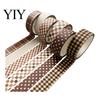 Retro Plaid Washi Tape 6 Rolls Set, Grid Checkered Pattern Masking Tape, Self Artistic Roll Adhesive Decorative for DIY Crafts, Journal, Scrapbook,