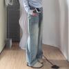 Light-colored Wide-leg Jeans for Women, High-waisted, New Style, Plus Size, Loose, Slimming, Straight-leg Pants