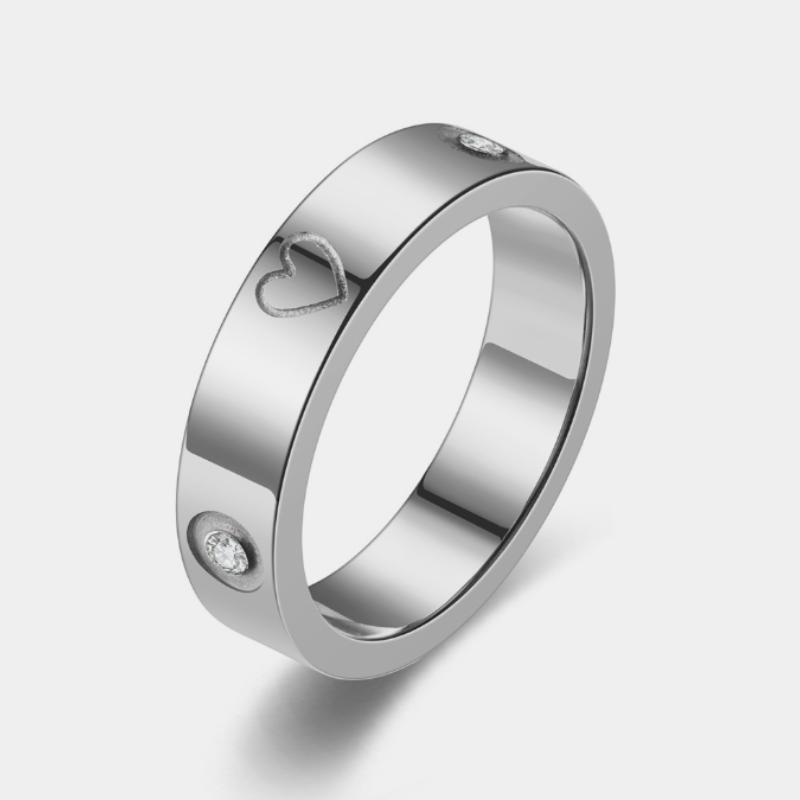 Hot Selling Stainless Steel  New Love Diamond Couple Rings For Women Men Valentine Day Gifts Size 5-11
