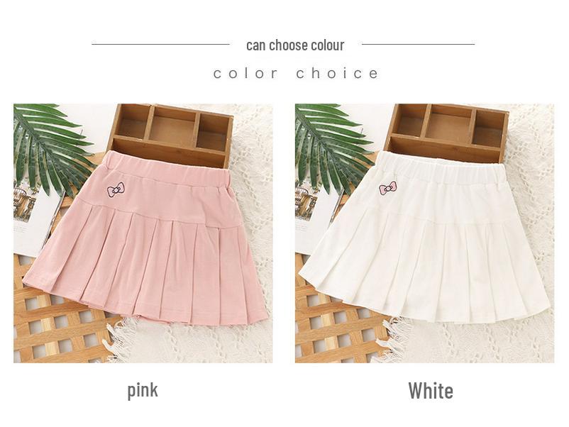 2025 Girls' Summer Pleated Half-Skirt with Built-in Shorts