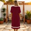 Women's Elegant Lace Trim Short Sleeve Midi Dress V Neckline Lightweight Summer Casual Dress for Daily Wear