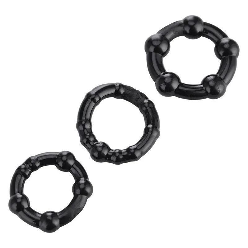 3PCS Anneaux péniens Cristal Retard Cockring Silicone Bdsm Bondage Accessoires érotiques Prostate Jouets sexuels pour adultes pour hommes Chasteté masculine